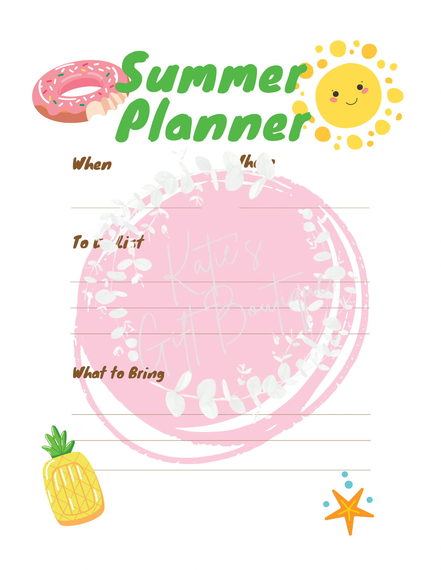 Summer Planner for Kids
