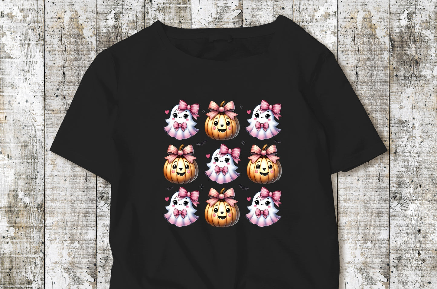 Halloween - Ghost, Pumpkins Bows - TShirt or Crewneck Sweatshirt