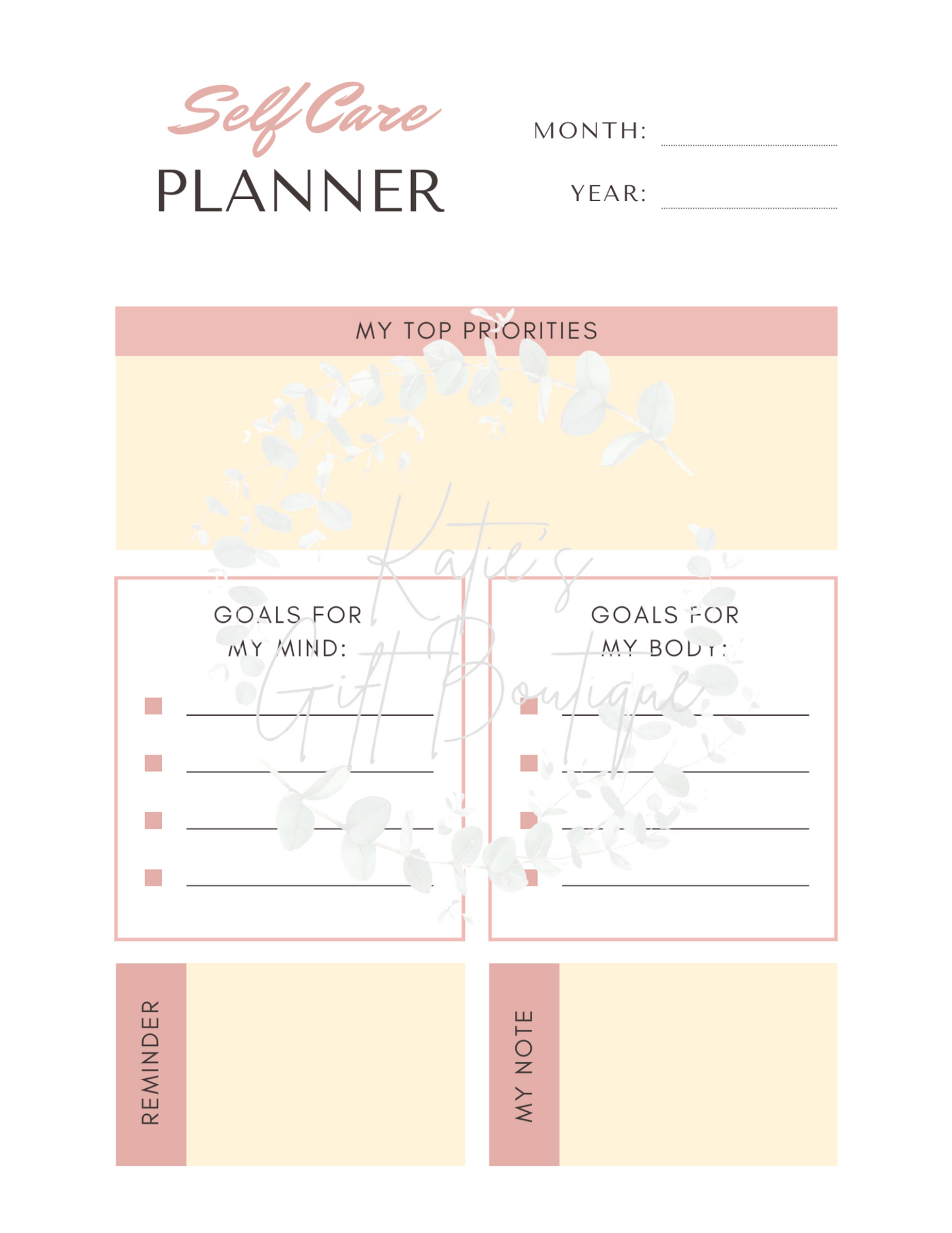 Self Love Workbook - Self Care Binder