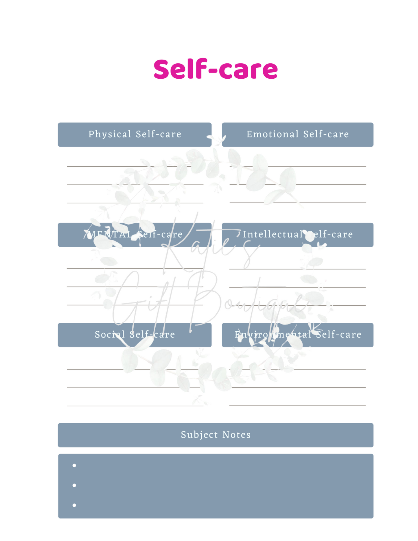 Self Love Workbook - Self Care Binder