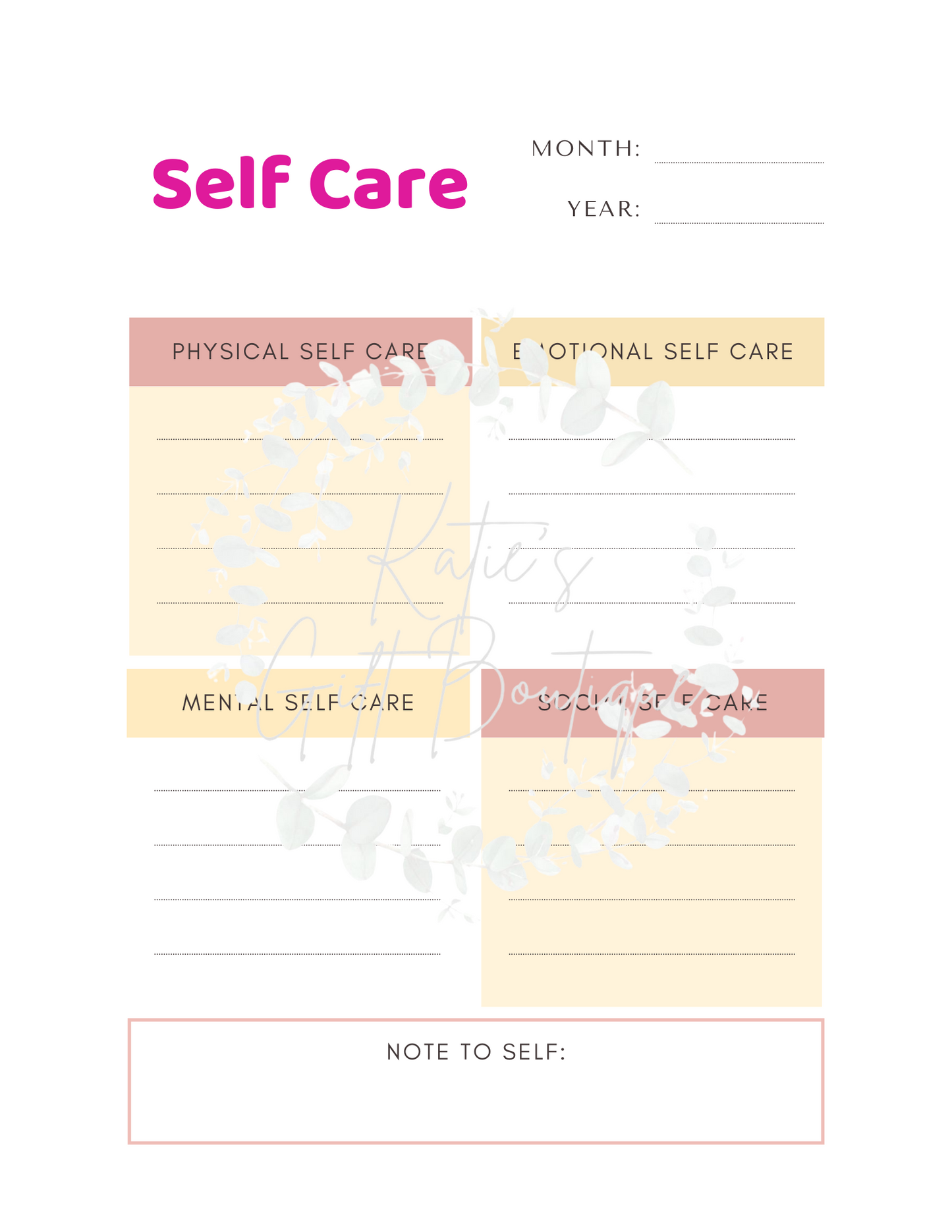 Self Love Workbook - Self Care Binder