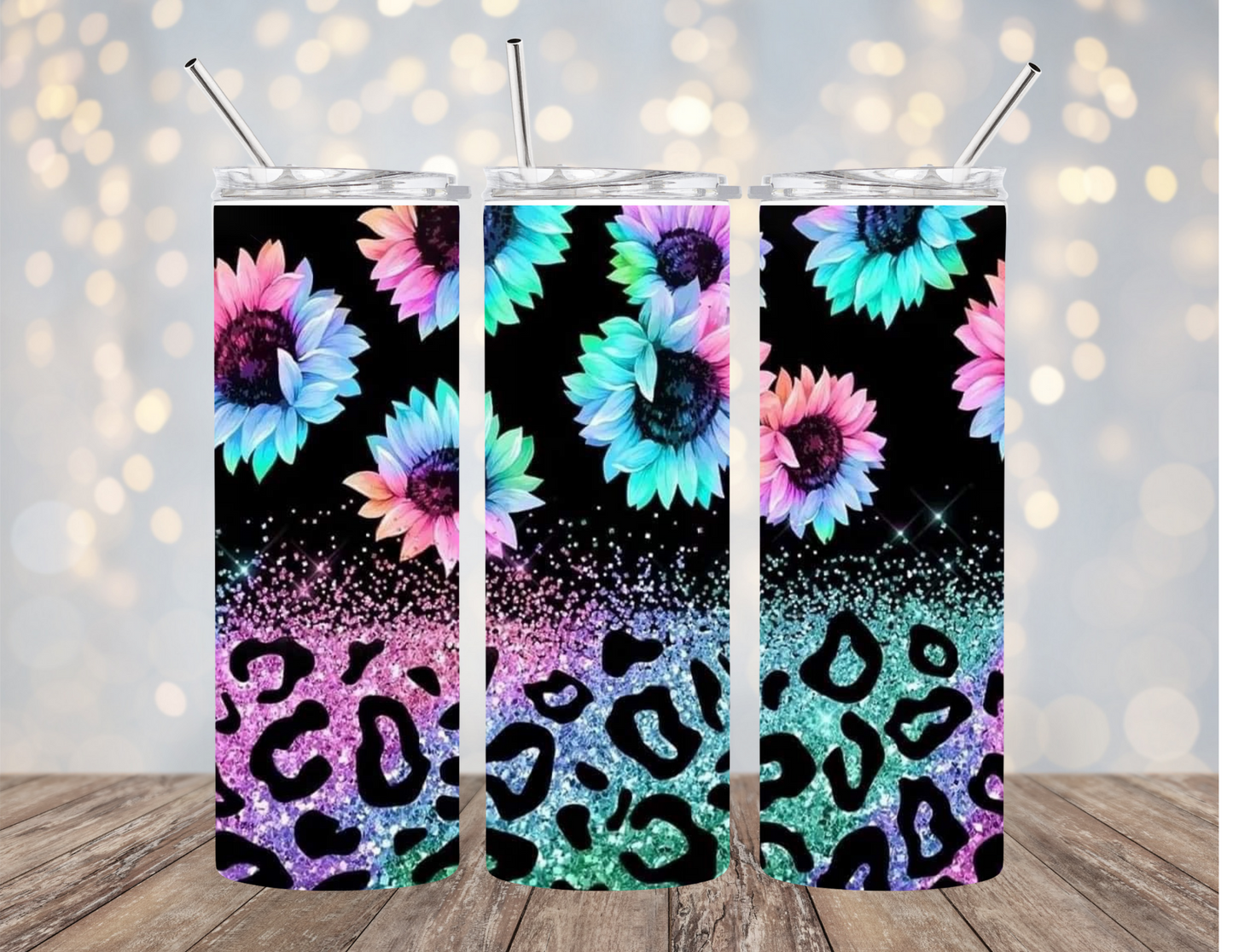 Leopard Print Sunflower - Tumbler