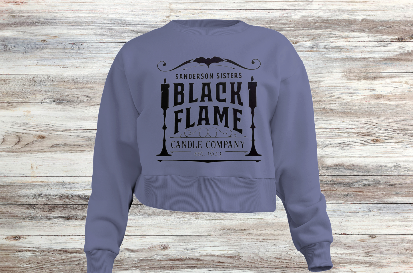 Black Flame Candle - Black Wording - TShirt or Crewneck Sweatshirt