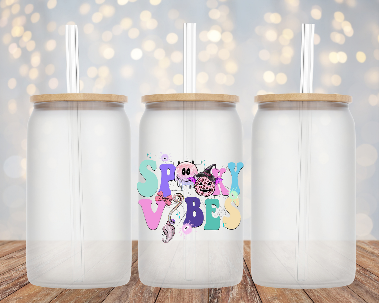 Spooky Vibes/Colorful- Glass Cup