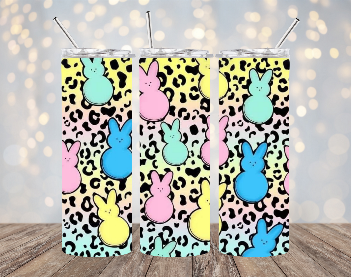 Leopard Print Marshmallow Bunnies - Tumbler