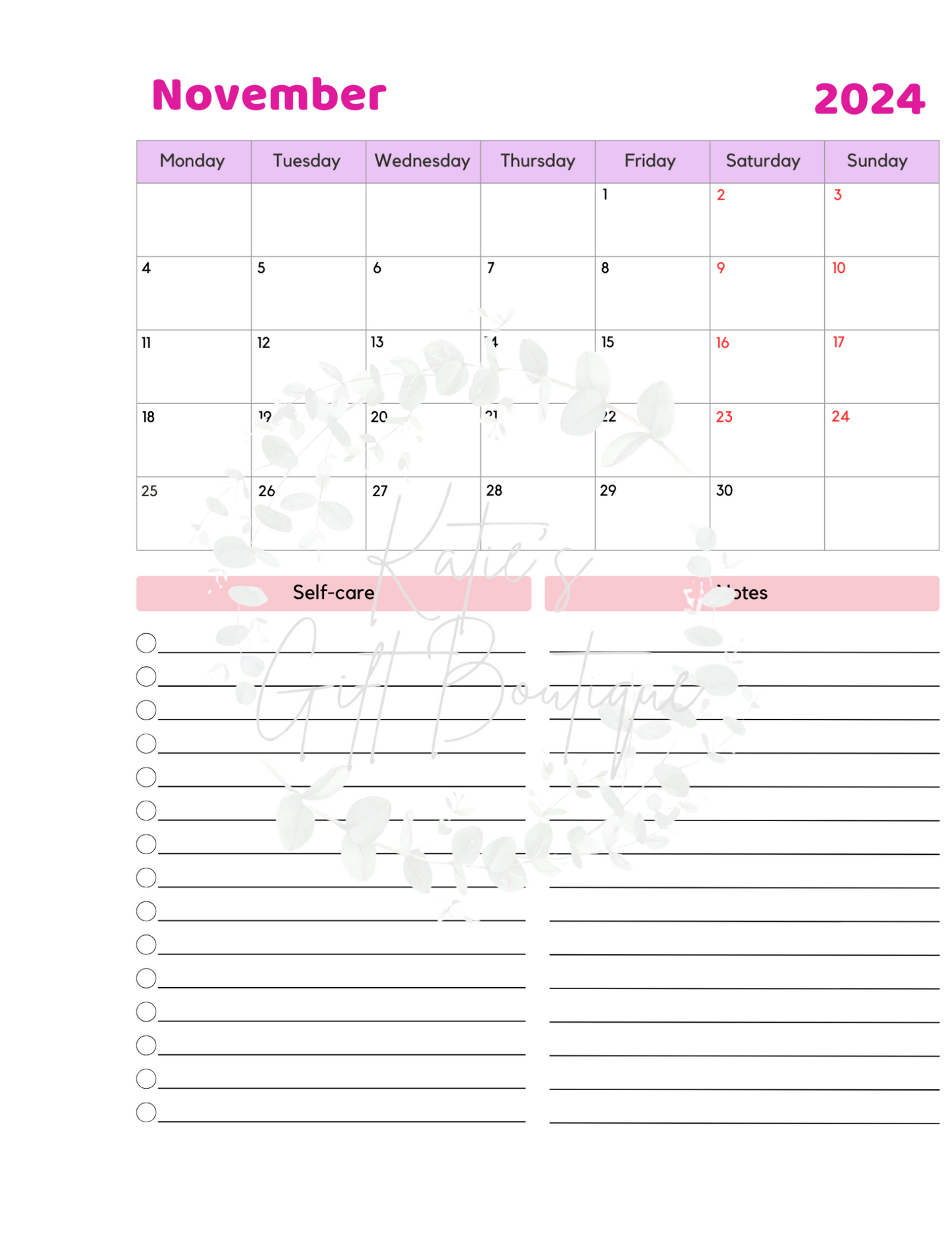 Self Love Workbook - Self Care Binder