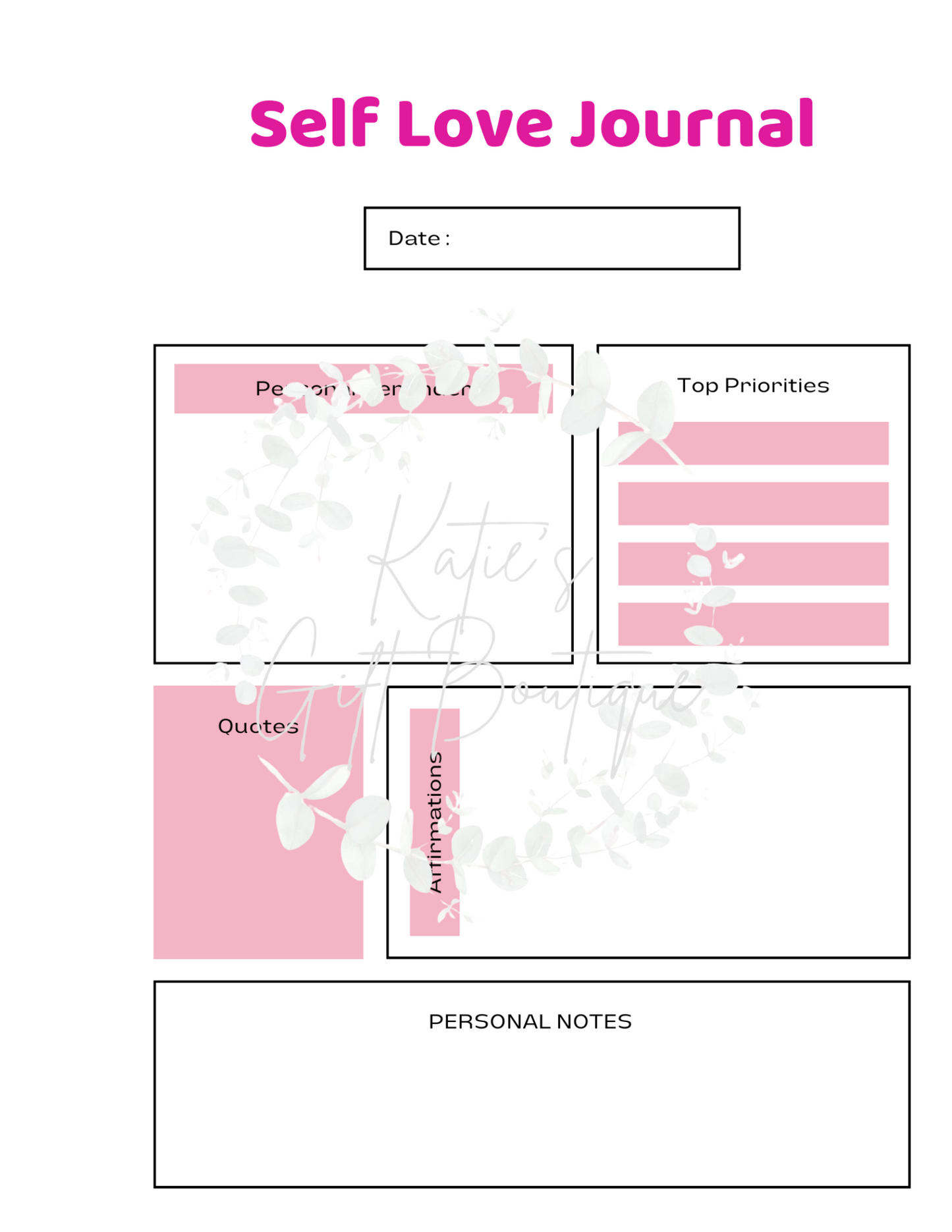 Self Love Workbook - Self Care Binder