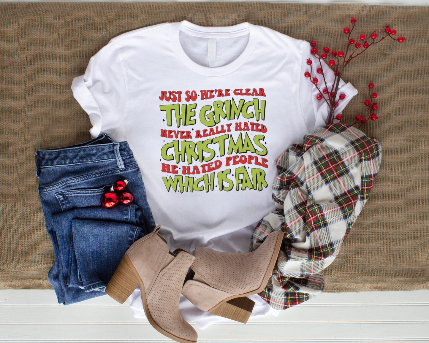 Grinch - Never Hated Christmas Only Hated People - TShirt or Crewneck Sweatshirt