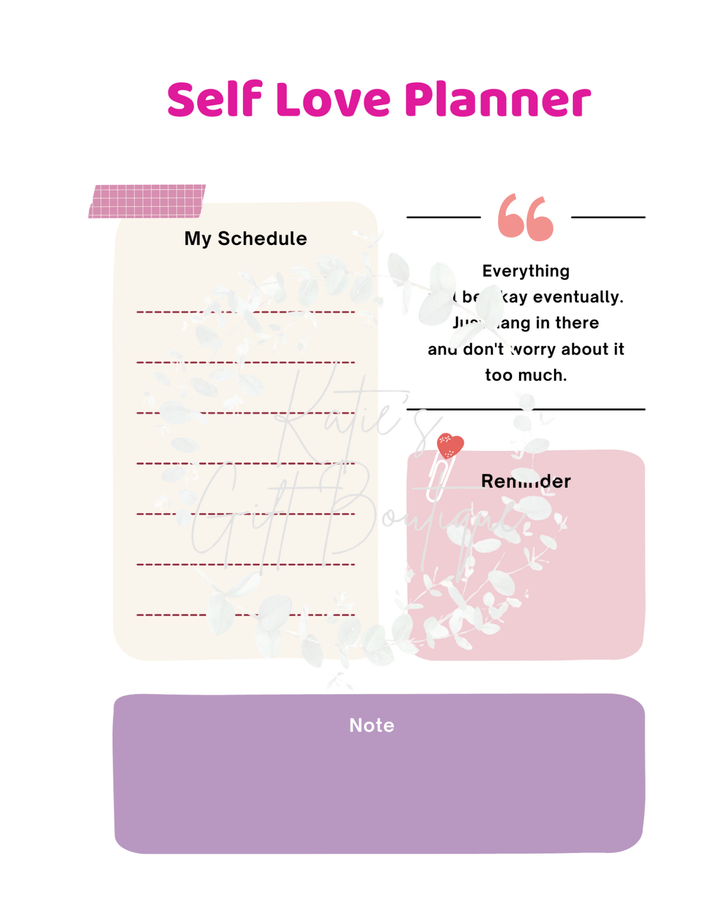 Self Love Workbook - Self Care Binder