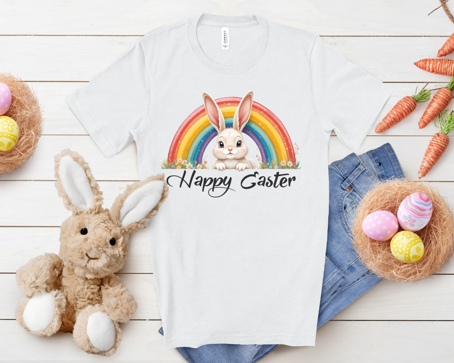 Happy Easter - Rainbow - TShirt or Crewneck Sweatshirt