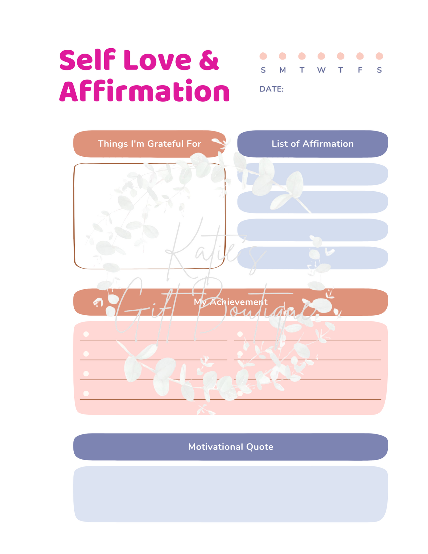 Self Love Workbook - Self Care Binder