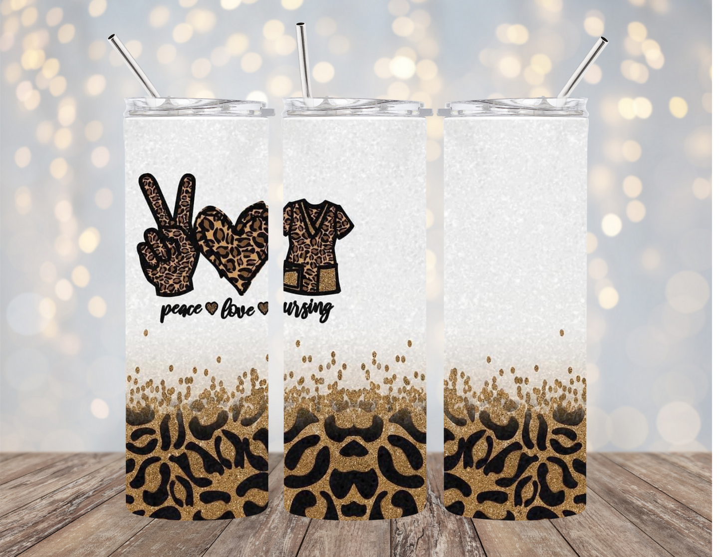 Peace Love Nursing - Leopard Print - Tumbler