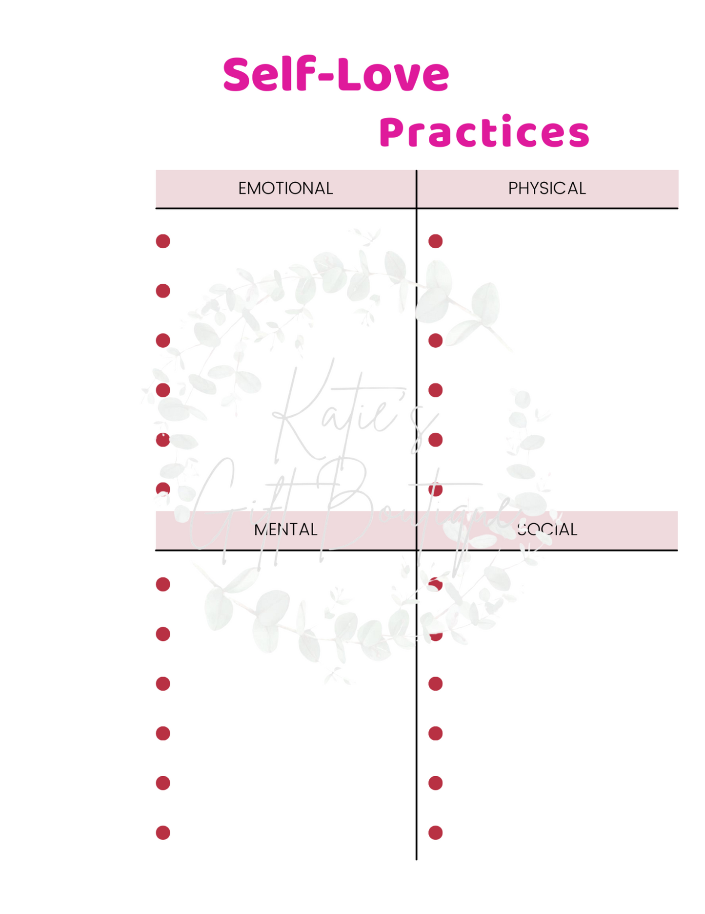 Self Love Workbook - Self Care Binder