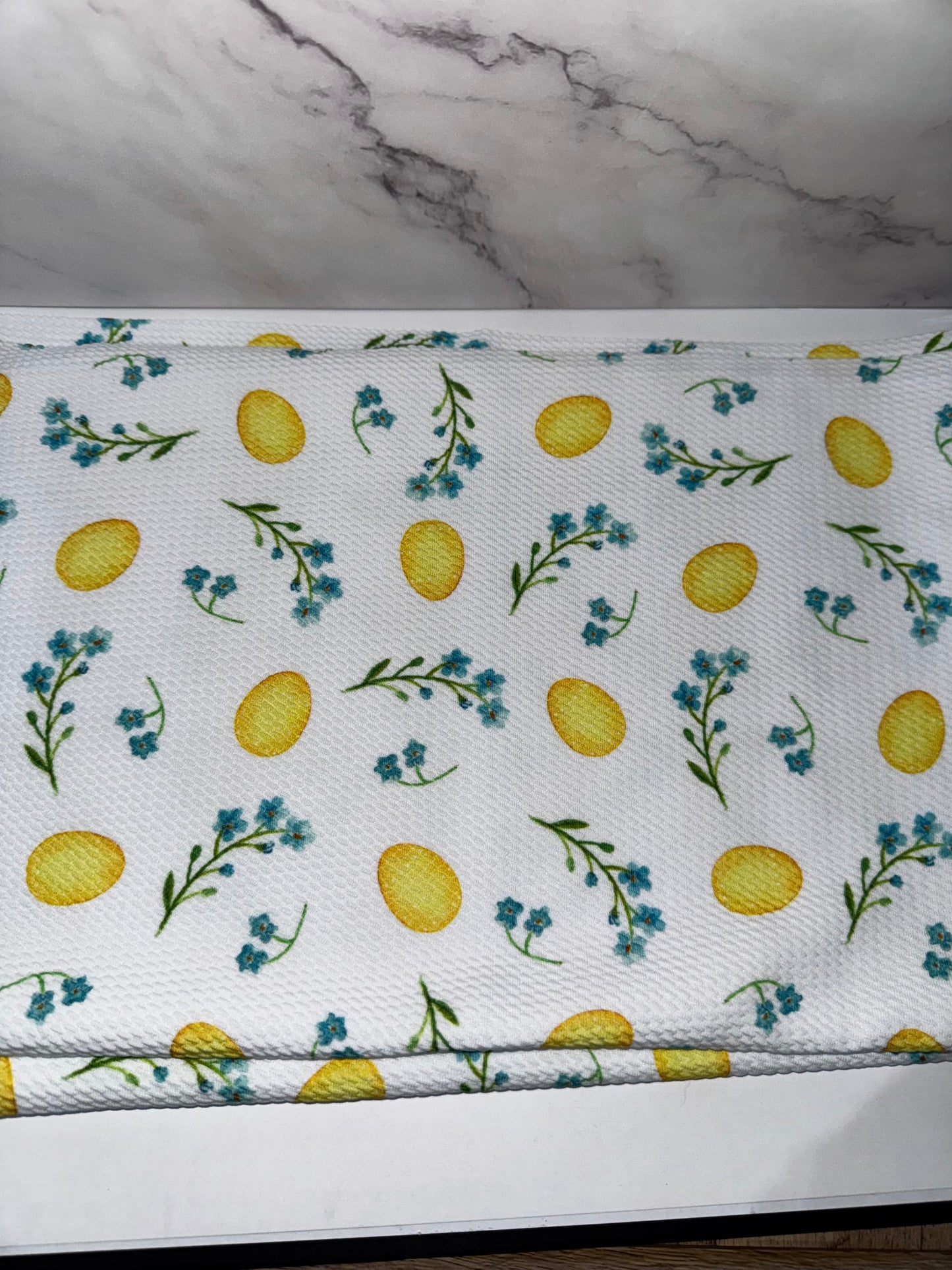 Yellow Eggs/Blue Flowers - Scrunchie/Headband