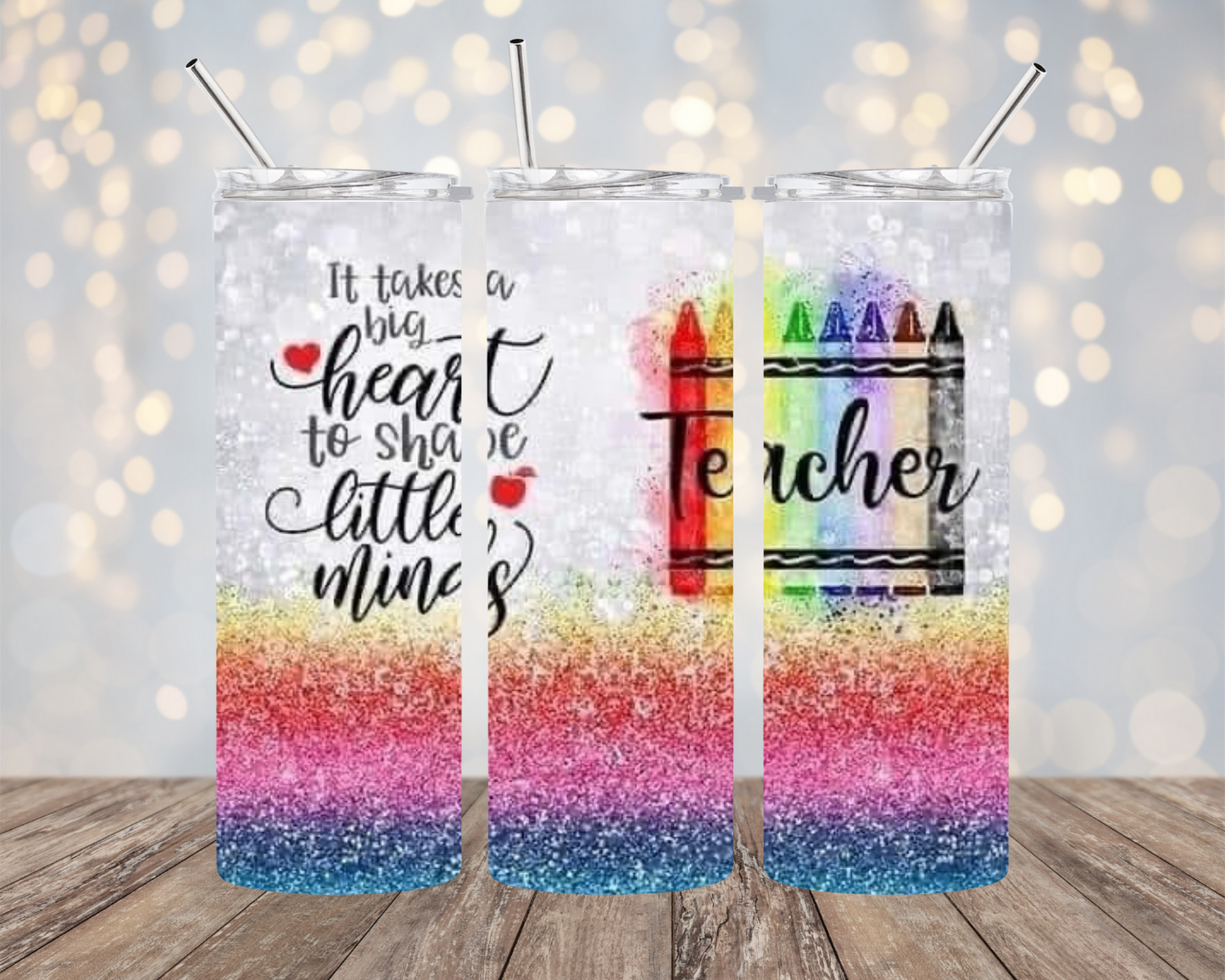 Shape Tiny Minds/Teacher With Glitter - Tumbler