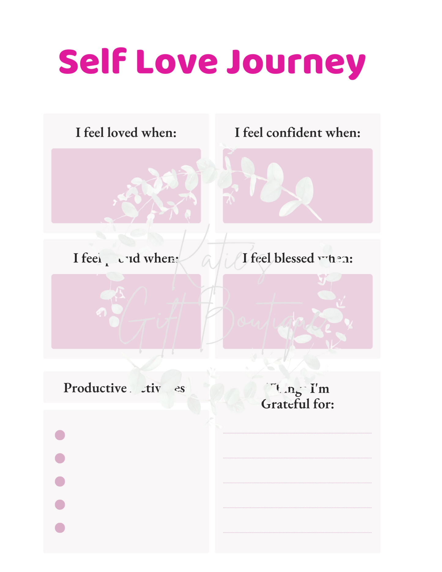 Self Love Workbook - Self Care Binder