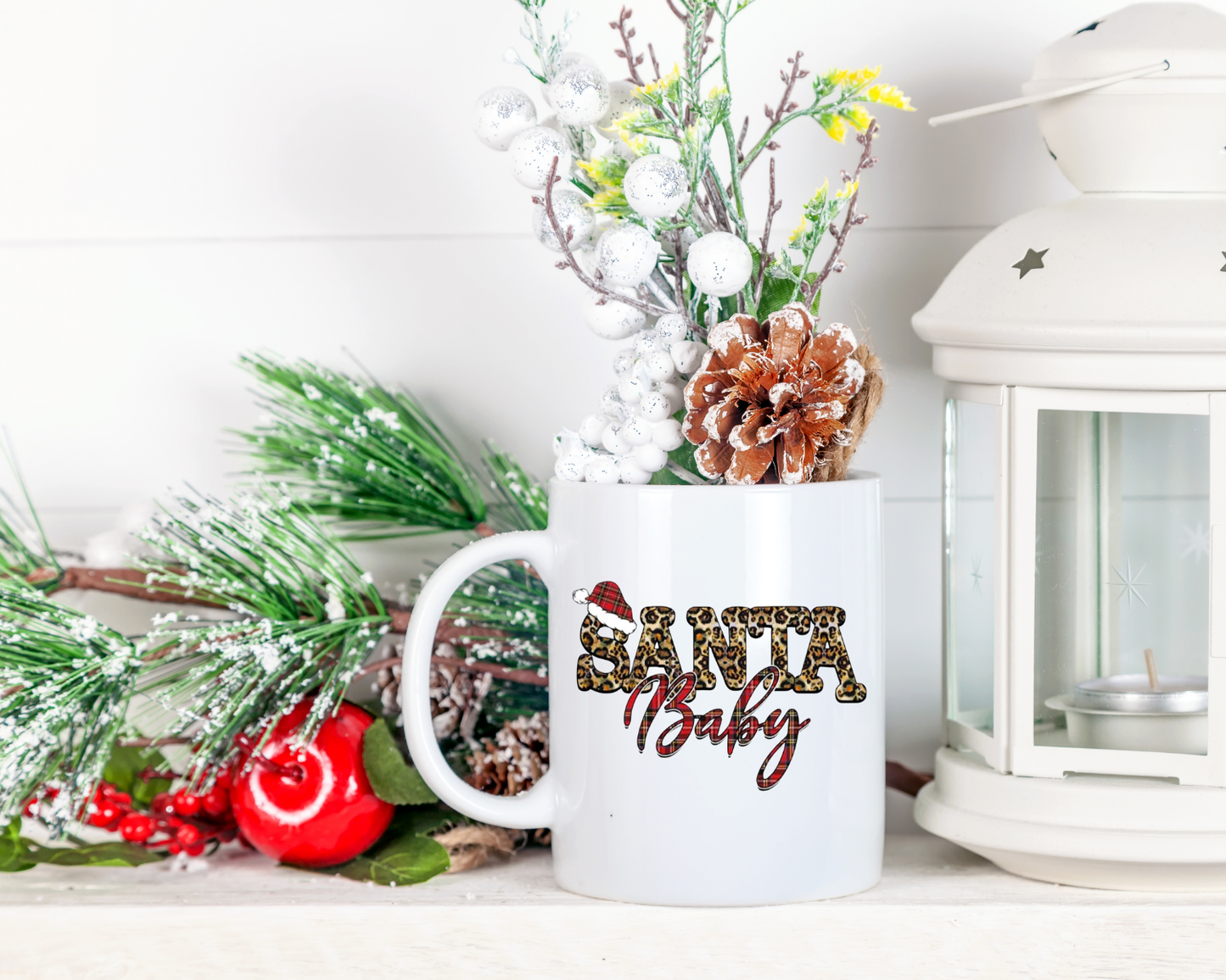 Santa Baby - Leopard Print - Glass Cup or Mug