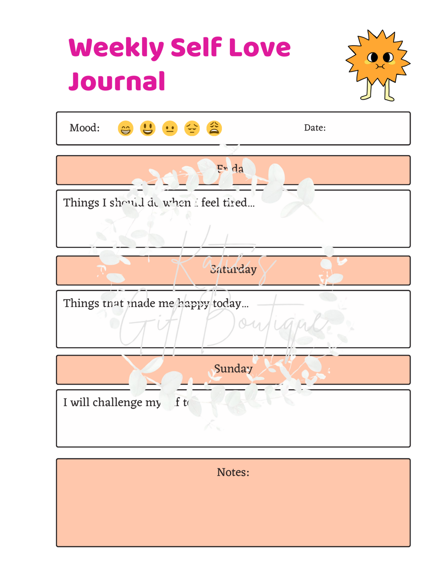 Self Love Workbook - Self Care Binder