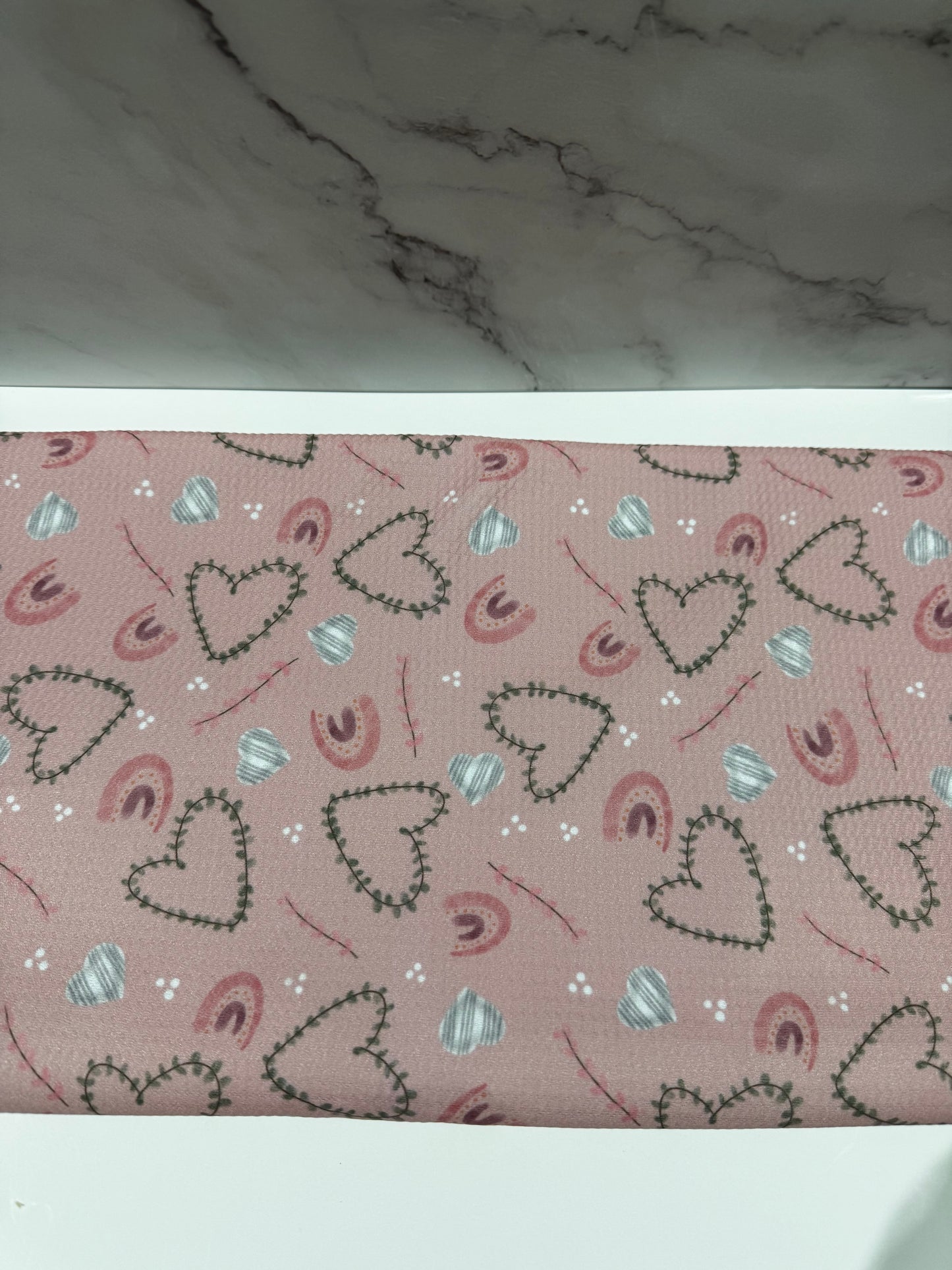 Stitched Hearts & Rainbows - Scrunchie/Headband