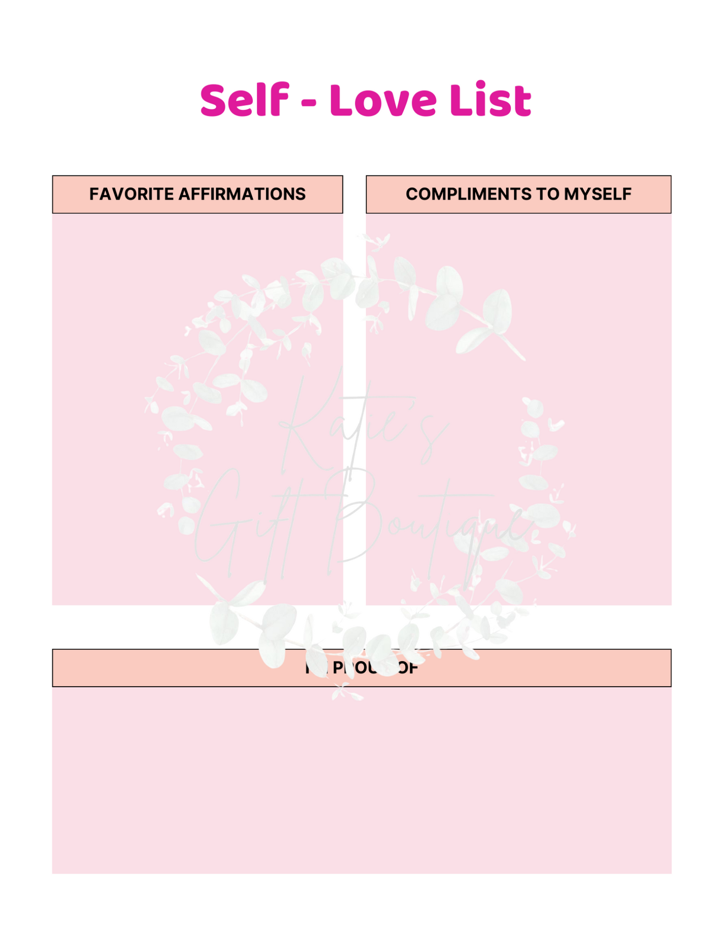 Self Love Workbook - Self Care Binder
