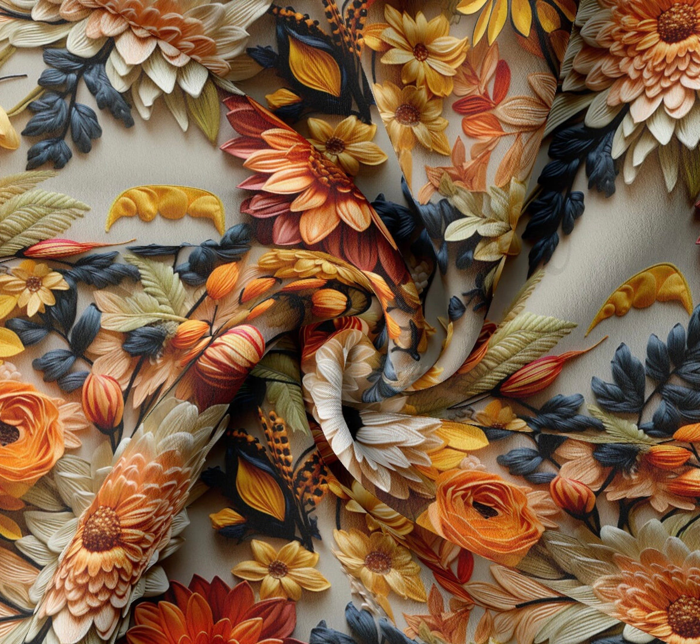 “3D” Floral - Fall - Scrunchie/Headband