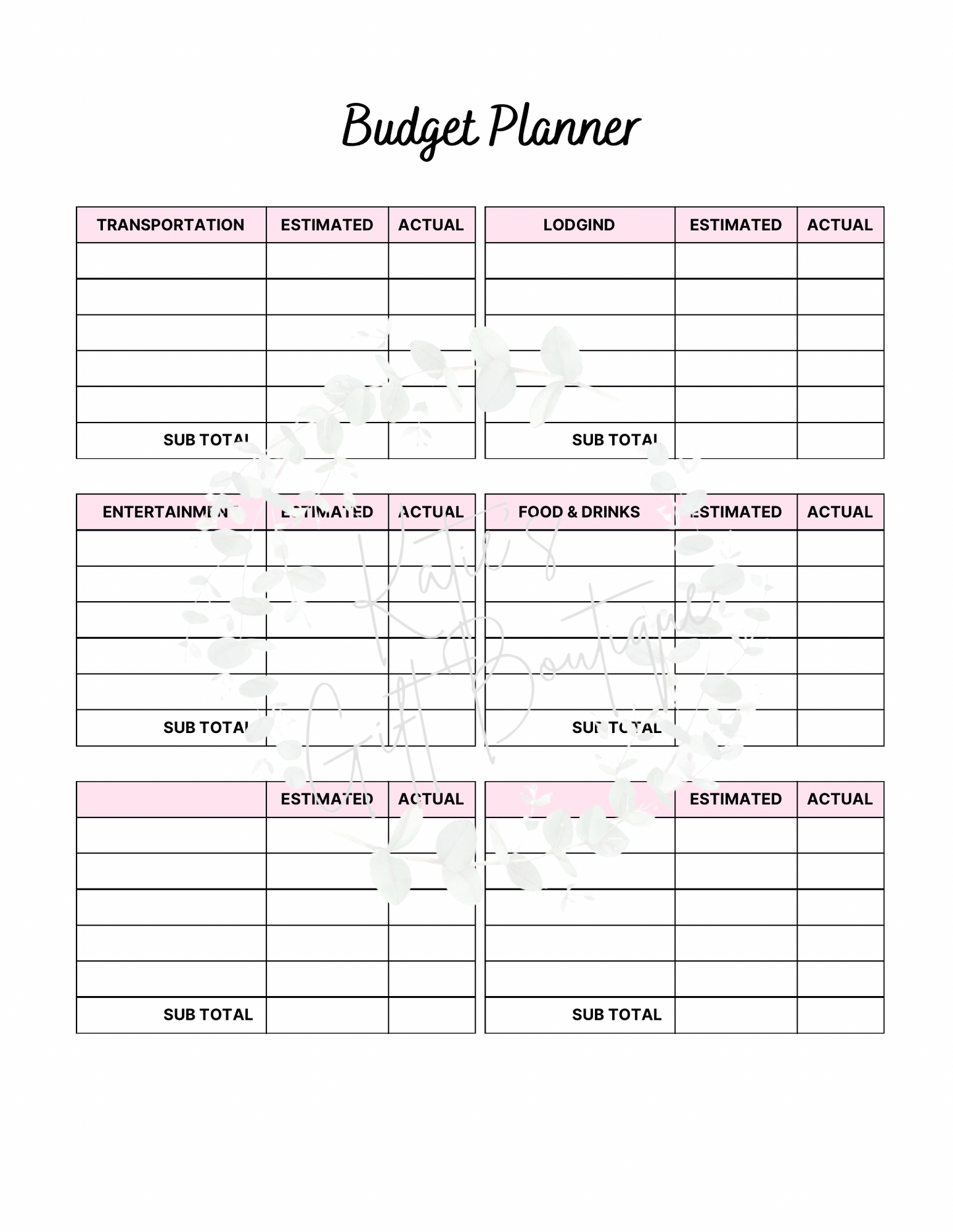 2024-2025 Travel Planner Spread - Self Care Binder
