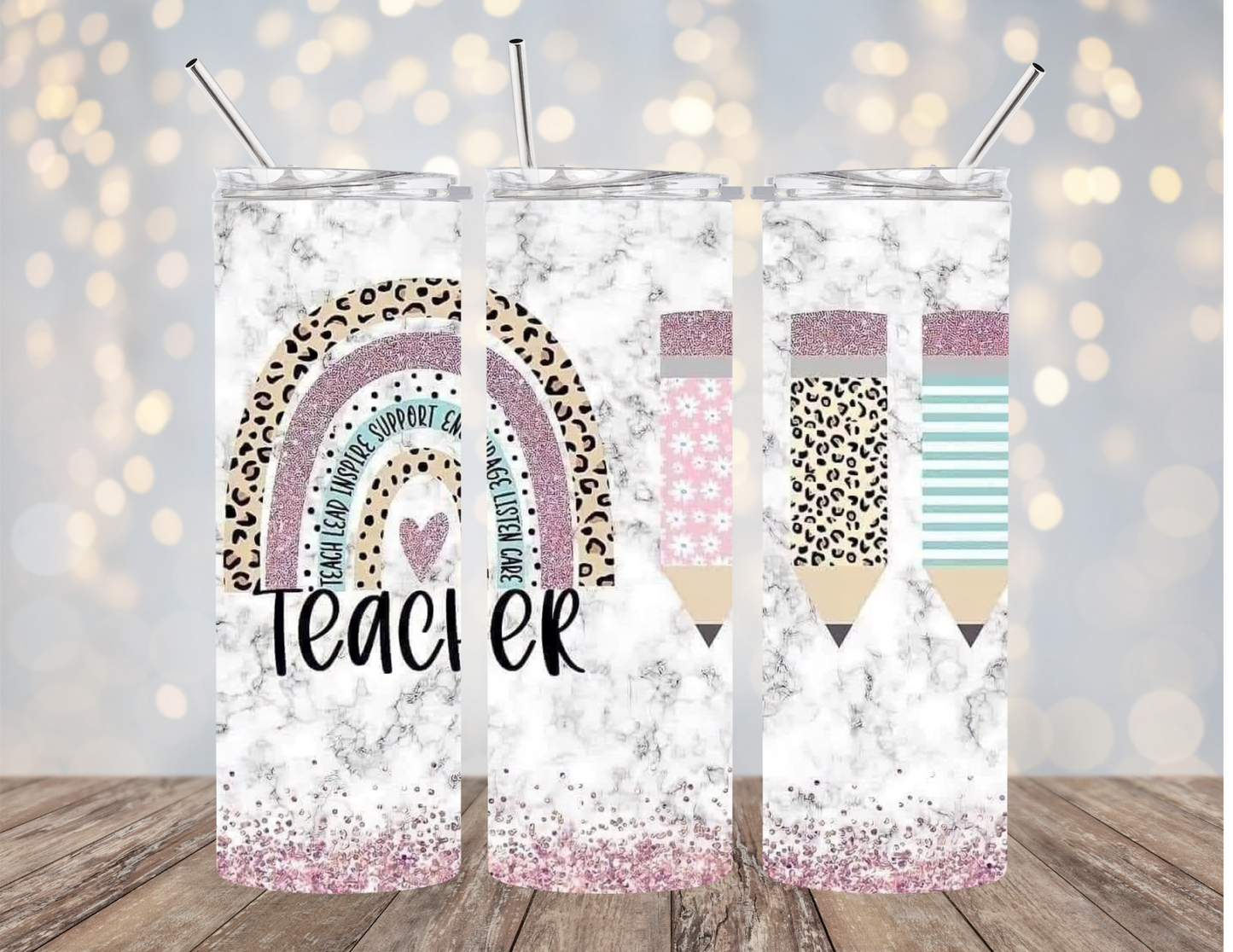 Teach Love Inspire - Pink Rainbow - Tumbler