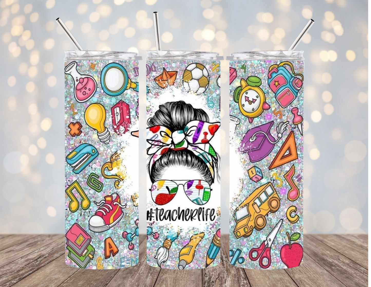 Teacher Life - Messy Bun - Tumbler