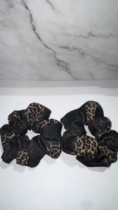 Black & Leopard Print Stripes - Scrunchie/Headband