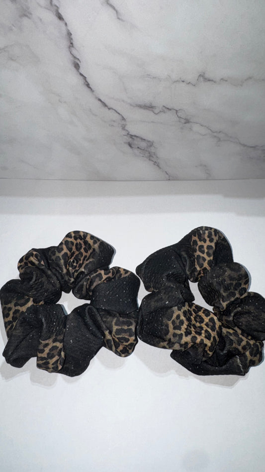 Black & Leopard Print Stripes - Scrunchie/Headband