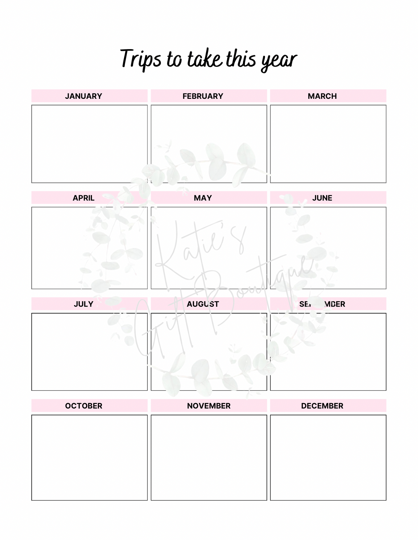 2024-2025 Travel Planner Spread - Self Care Binder