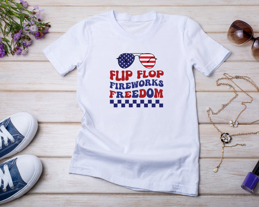 Flip Flop Fireworks Freedom - TShirt or Crewneck Sweatshirt