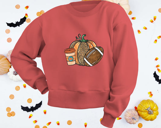 Fall - Pumpkin Coffee Football - TShirt or Crewneck Sweatshirt