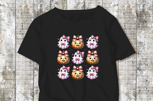 Halloween - Ghost, Pumpkins Bows - TShirt or Crewneck Sweatshirt
