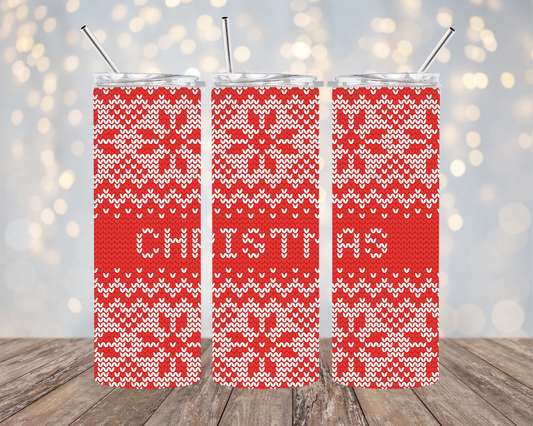 Christmas - Red - "Sweater Material" - Tumbler