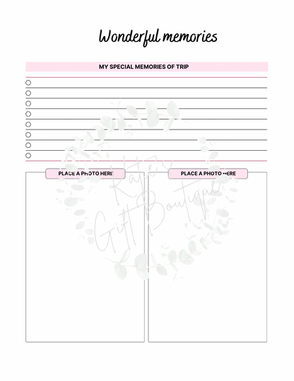 2024-2025 Travel Planner Spread - Self Care Binder