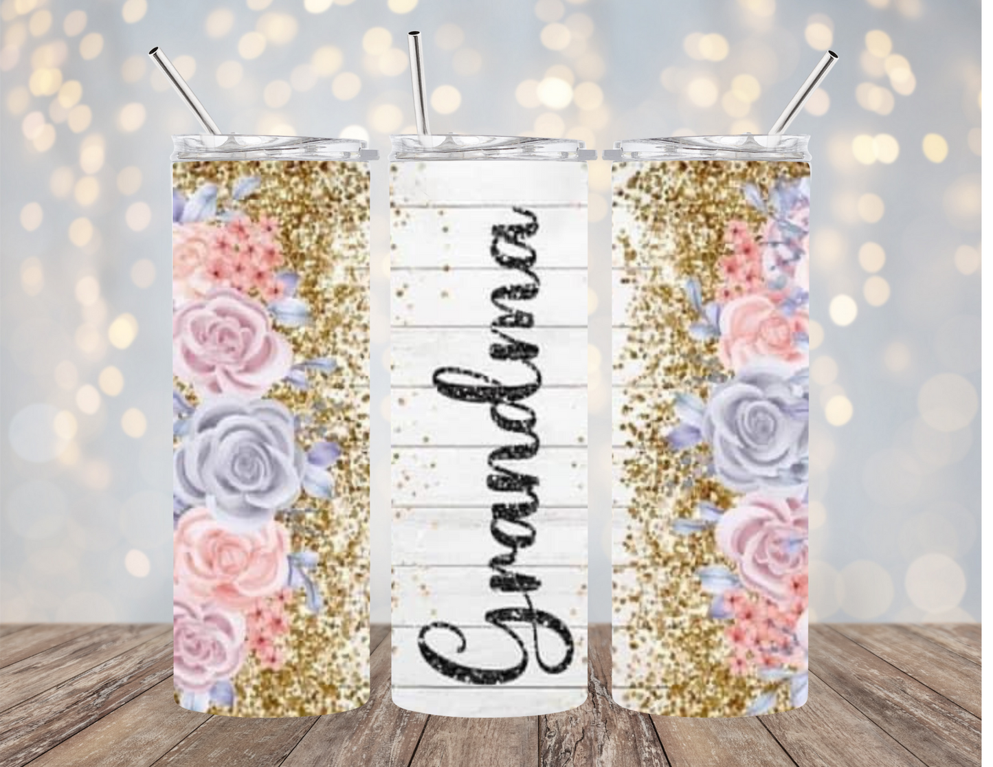 Grandma - Pink & Purple Floral - Tumbler