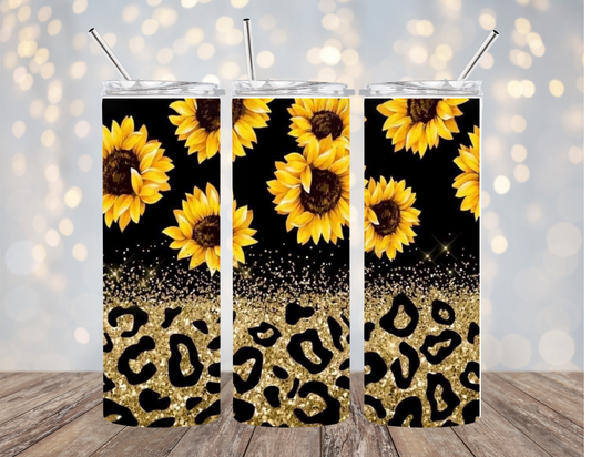 Leopard Print Sunflower - Tumbler