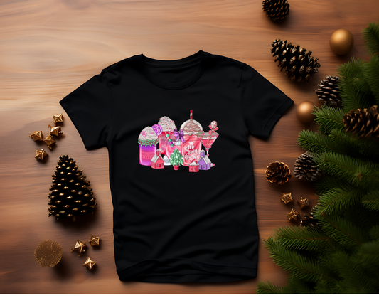 Pink Christmas Drinks - TShirt or Crewneck Sweatshirt