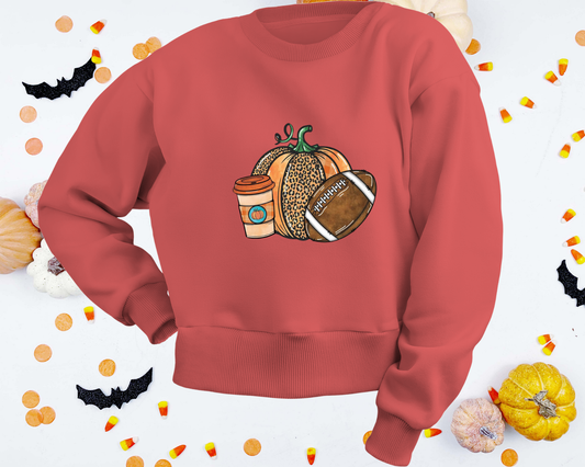 Coffee/Pumpkin/ Football - TShirt or Crewneck Sweatshirt