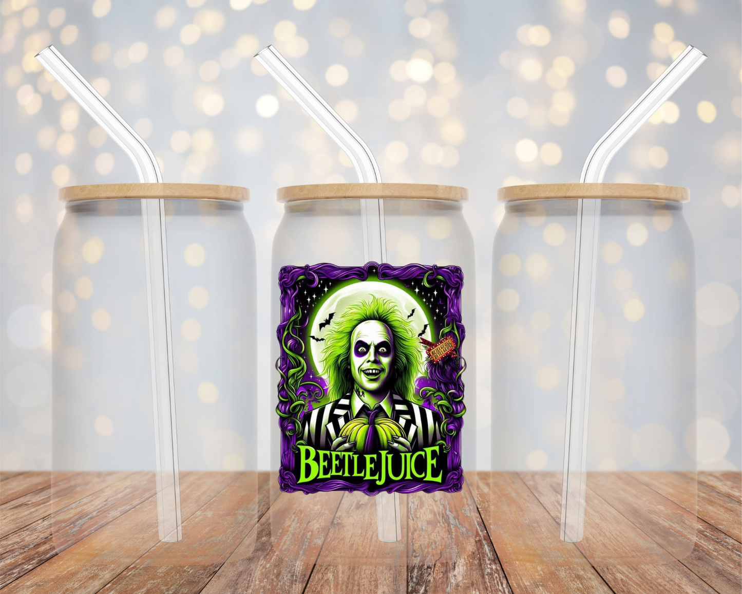 Beetlejuice Halloween- Glass Cup