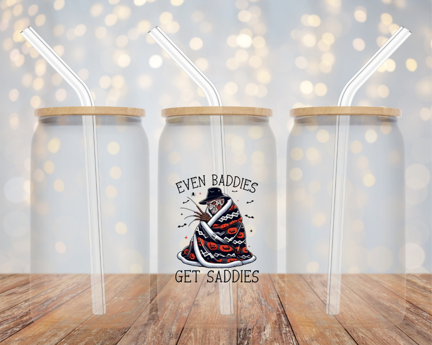 Freddie Krueger "Even Baddies Get Saddies" -Glass Cup