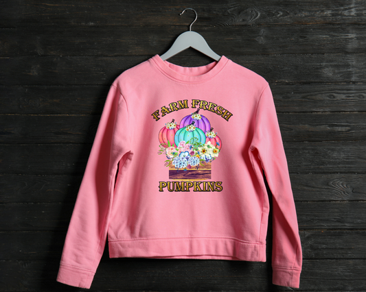 Farm Fresh Colorful Pumpkins - Kids TShirt or Crewneck Sweatshirt