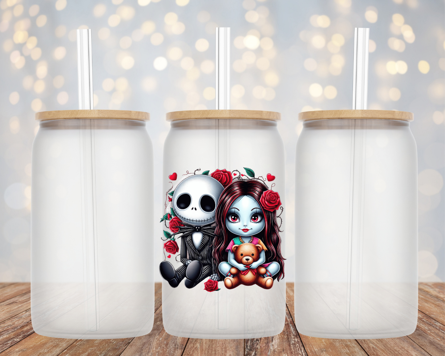 Baby Jack Skellington/Baby Sally Nightmare Before Christmas - Glass Cup