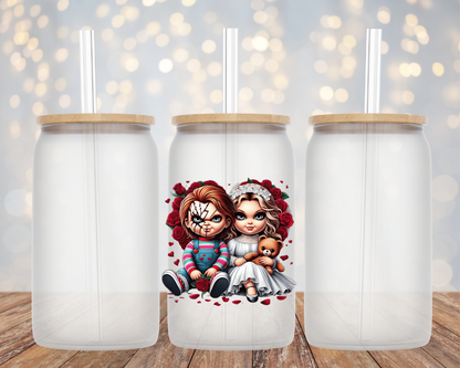 Baby Chucky/Baby Bride of Chucky with Bear Halloween- Glass Cup