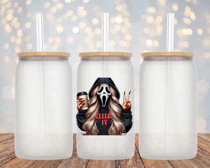 Ghostface Baddie "Killin It"- Glass Cup