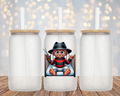 Baby Freddy Krueger in Crib- Glass Cup