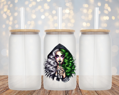 Goth Coffee Witch- Glass Cup