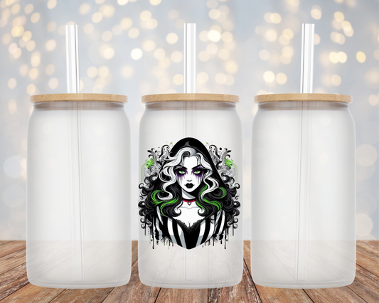 Green/Black Ghoul Baddie- Glass Cup