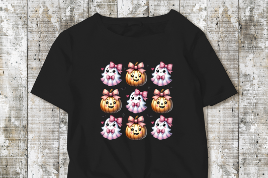 Pumpkins & Ghosts w/ Bows - TShirt or Crewneck Sweatshirt